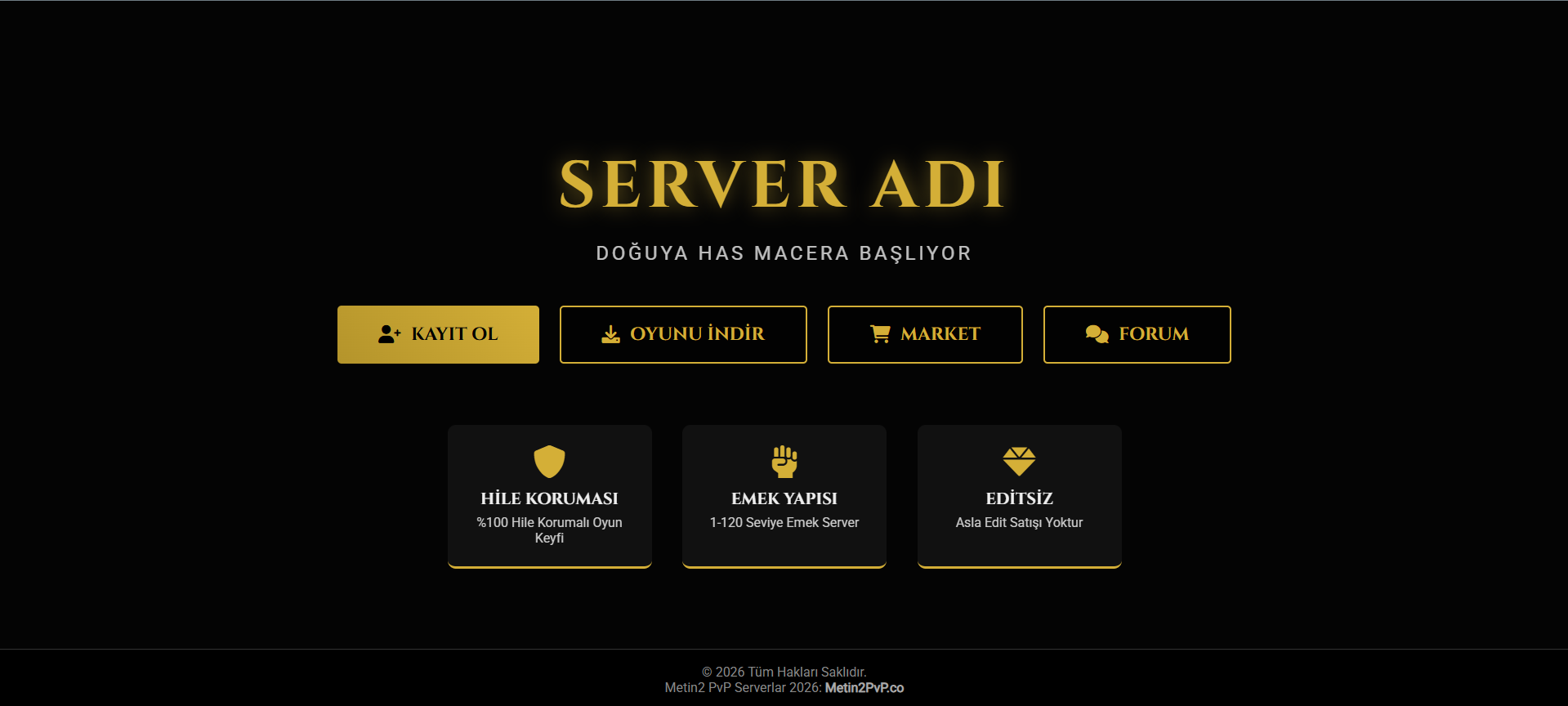 [ÜCRETSİZ] Metin2 2026 Modern Index Tasarımı - Mobil Uyumlu & SEO Dostu
